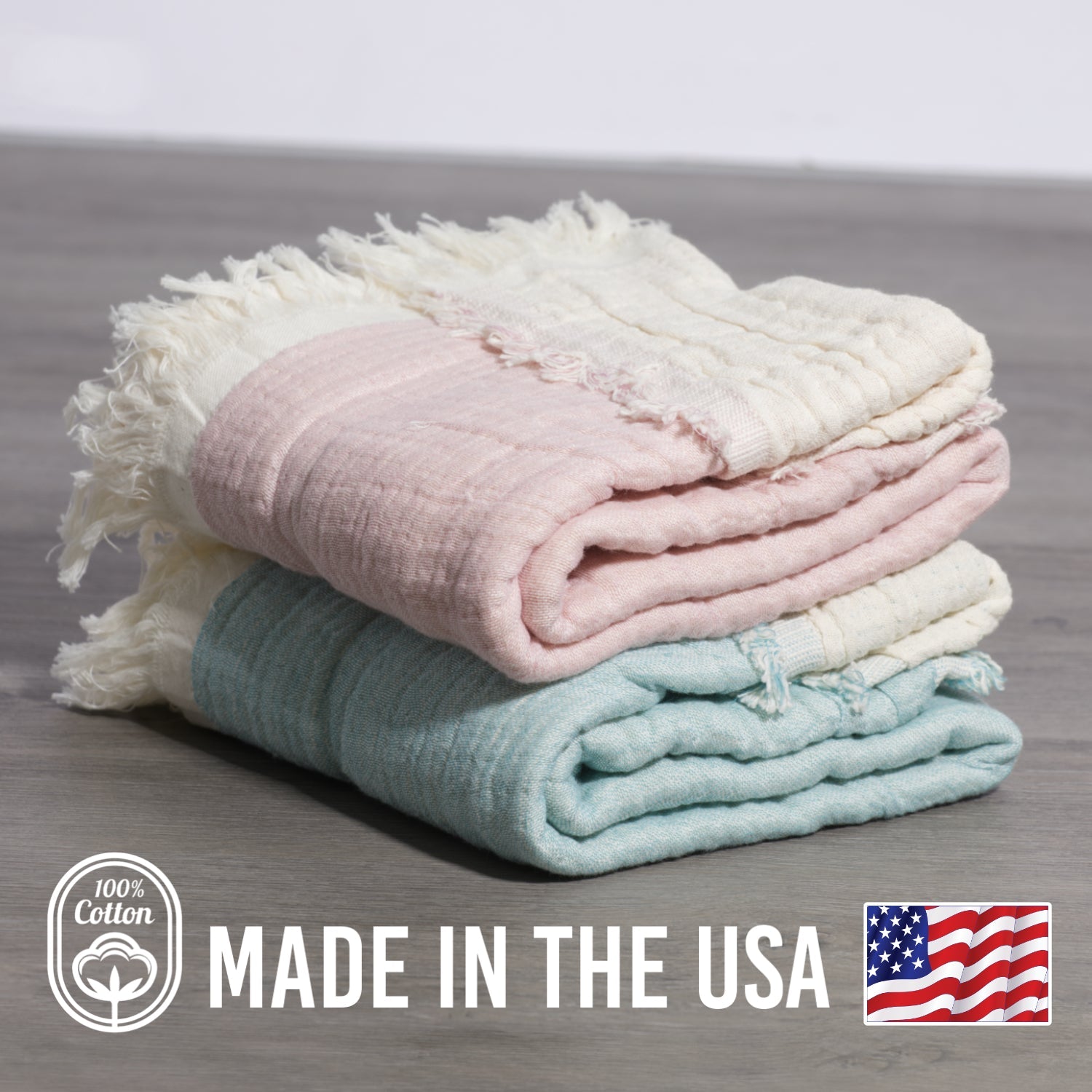 100% Cotton Reversible Muslin Baby Blankets 30" x 40"